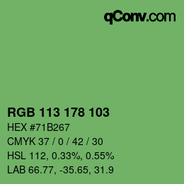Color code: RGB 113 178 103 | qconv.com