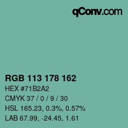 Color code: RGB 113 178 162 | qconv.com