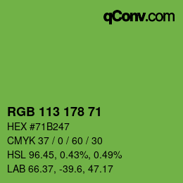 カラーコード: RGB 113 178 71 | qconv.com