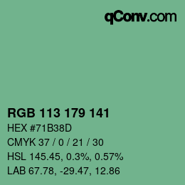 Color code: RGB 113 179 141 | qconv.com