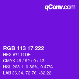 Color code: RGB 113 17 222 | qconv.com
