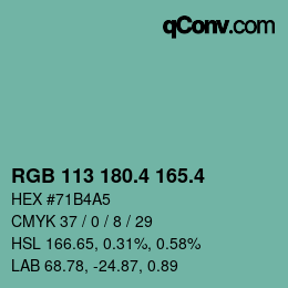 カラーコード: RGB 113 180.4 165.4 | qconv.com