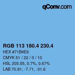 カラーコード: RGB 113 180.4 230.4 | qconv.com