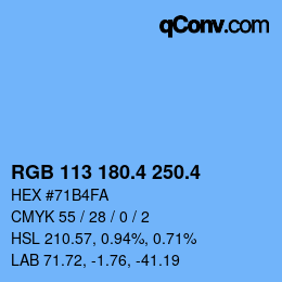 カラーコード: RGB 113 180.4 250.4 | qconv.com