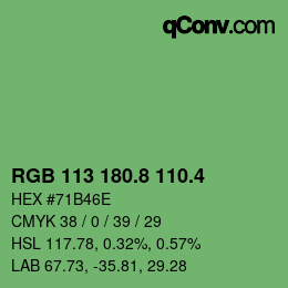 カラーコード: RGB 113 180.8 110.4 | qconv.com