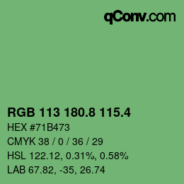 カラーコード: RGB 113 180.8 115.4 | qconv.com