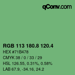 カラーコード: RGB 113 180.8 120.4 | qconv.com