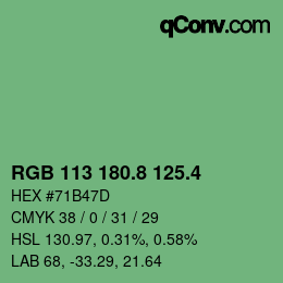 カラーコード: RGB 113 180.8 125.4 | qconv.com