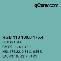 カラーコード: RGB 113 180.8 175.4 | qconv.com
