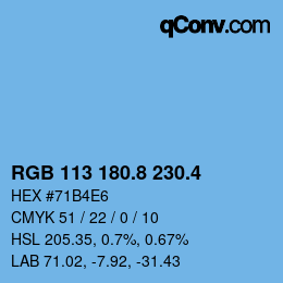カラーコード: RGB 113 180.8 230.4 | qconv.com