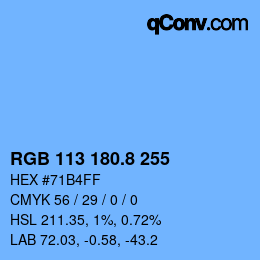 カラーコード: RGB 113 180.8 255 | qconv.com