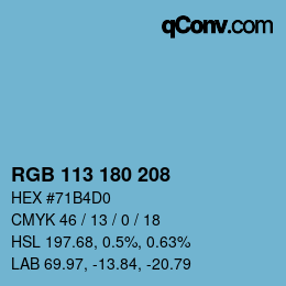 Color code: RGB 113 180 208 | qconv.com