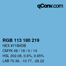 Color code: RGB 113 180 219 | qconv.com
