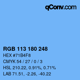 Color code: RGB 113 180 248 | qconv.com