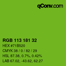 Color code: RGB 113 181 32 | qconv.com