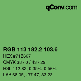 カラーコード: RGB 113 182.2 103.6 | qconv.com