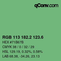 カラーコード: RGB 113 182.2 123.6 | qconv.com