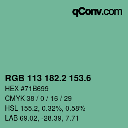 カラーコード: RGB 113 182.2 153.6 | qconv.com