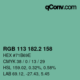 カラーコード: RGB 113 182.2 158 | qconv.com