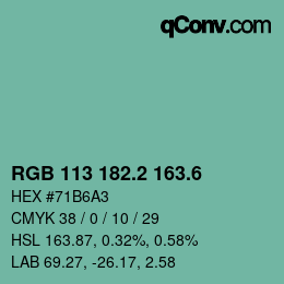 カラーコード: RGB 113 182.2 163.6 | qconv.com