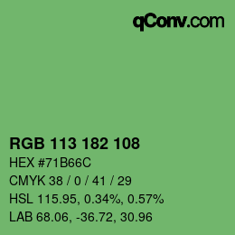 Código de color: RGB 113 182 108 | qconv.com