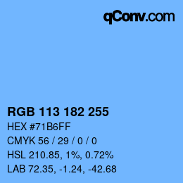 Color code: RGB 113 182 255 | qconv.com