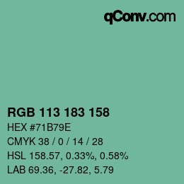 Color code: RGB 113 183 158 | qconv.com