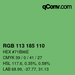 颜色代码: RGB 113 185 110 | qconv.com