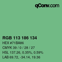 Color code: RGB 113 186 134 | qconv.com