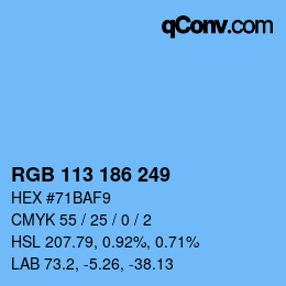 Color code: RGB 113 186 249 | qconv.com