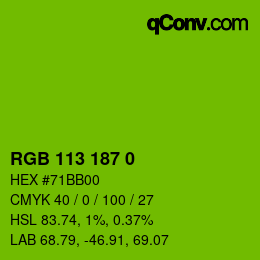 カラーコード: RGB 113 187 0 | qconv.com