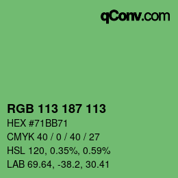 Color code: RGB 113 187 113 | qconv.com