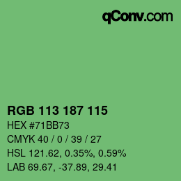 Color code: RGB 113 187 115 | qconv.com