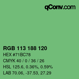カラーコード: RGB 113 188 120 | qconv.com