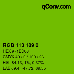 颜色代码: RGB 113 189 0 | qconv.com