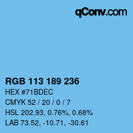 Color code: RGB 113 189 236 | qconv.com
