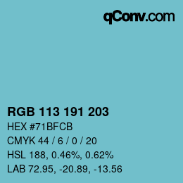 Color code: RGB 113 191 203 | qconv.com