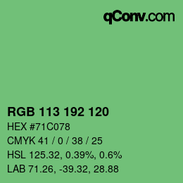 カラーコード: RGB 113 192 120 | qconv.com
