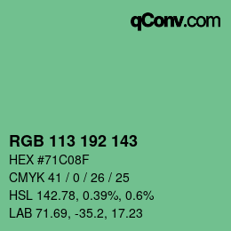 カラーコード: RGB 113 192 143 | qconv.com