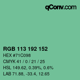Color code: RGB 113 192 152 | qconv.com