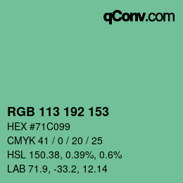 Color code: RGB 113 192 153 | qconv.com