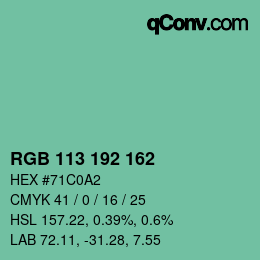 カラーコード: RGB 113 192 162 | qconv.com