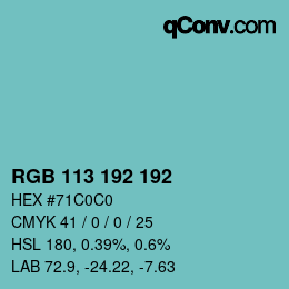 Color code: RGB 113 192 192 | qconv.com