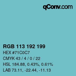Color code: RGB 113 192 199 | qconv.com