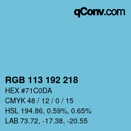 Color code: RGB 113 192 218 | qconv.com