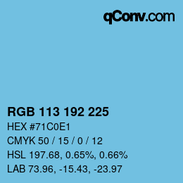 颜色代码: RGB 113 192 225 | qconv.com