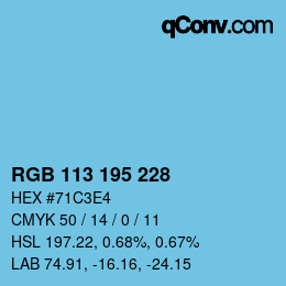 Color code: RGB 113 195 228 | qconv.com