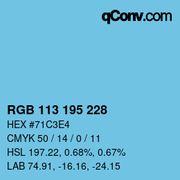 颜色代码: RGB 113 195 228 | qconv.com