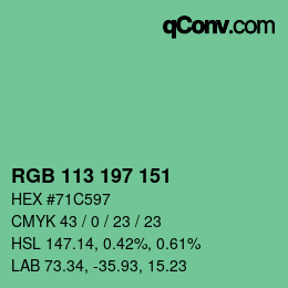 Color code: RGB 113 197 151 | qconv.com