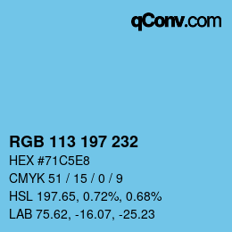 Farbcode: RGB 113 197 232 | qconv.com